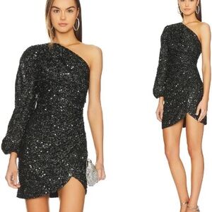 Elliatt Black Sequin One-Shoulder Dress